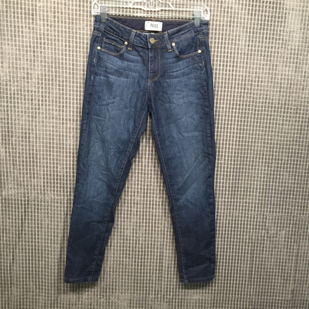 Paige Womens Noah Skinny Jeans Size 27 Dark Blue Excellent Stretch Denim